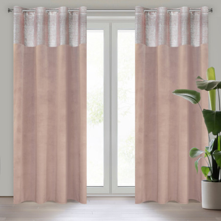 Zasłona Welwetowa Peri 140x250cm - Srebrny/Pudrowy - Przelotki - 1 Zasłona Welwetowa Peri 140x250cm - Srebrny/Pudrowy - Przelotki - 1