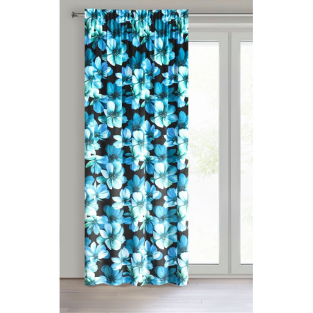 Zasłona Welwetowa Kleo 135x270cm - Czarny/Niebieski - Taśma - 2