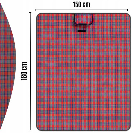 XXL MATA PIKNIKOWA PLAŻOWA WODOODPORNA BIWAK KOC 180x150cm WODOODPORNY - 6