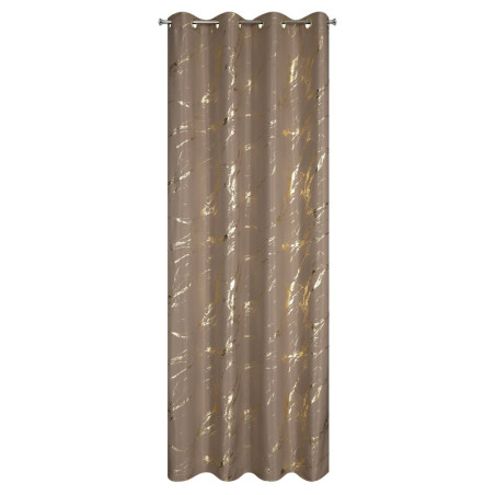 ZASŁONA Z BŁYSZCZĄCYM NADRUKIEM, MARMUR 140X250 CM - PRZELOTKI - CIEMNY BEŻ/ZŁOTY - 1