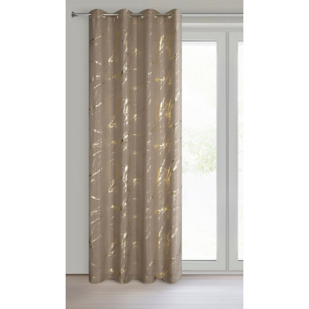 ZASŁONA Z BŁYSZCZĄCYM NADRUKIEM, MARMUR 140X250 CM - PRZELOTKI - CIEMNY BEŻ/ZŁOTY - 2