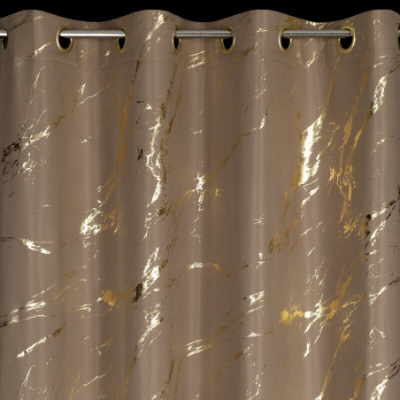 ZASŁONA Z BŁYSZCZĄCYM NADRUKIEM, MARMUR 140X250 CM - PRZELOTKI - CIEMNY BEŻ/ZŁOTY - 4