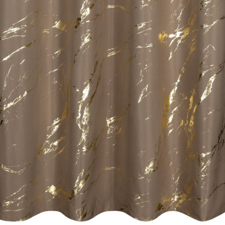 ZASŁONA Z BŁYSZCZĄCYM NADRUKIEM, MARMUR 140X250 CM - PRZELOTKI - CIEMNY BEŻ/ZŁOTY - 6