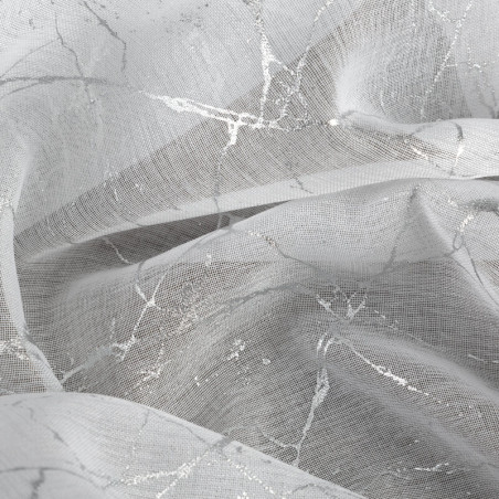 FIRANA REVA Z BŁYSZCZĄCYM NADRUKIEM, MARMUR 140X270 CM - PRZELOTKI - BIAŁY/SREBRNY - 3