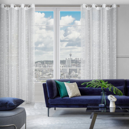 FIRANA REVA Z BŁYSZCZĄCYM NADRUKIEM, MARMUR 140X270 CM - PRZELOTKI - BIAŁY/SREBRNY - 4