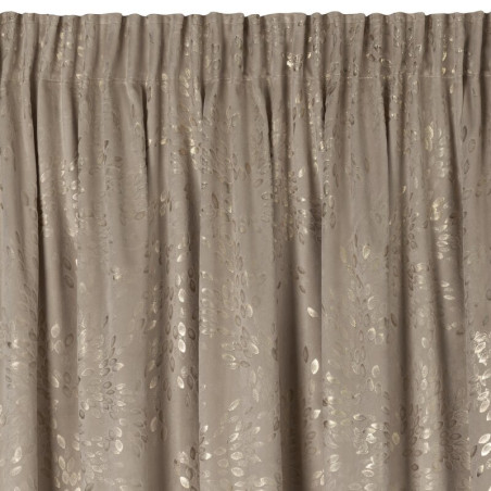 ZASŁONA WELWETOWA Z NADRUKIEM DROBNYCH LIŚCI 140x270 CM - BEŻ - TAŚMA - 4