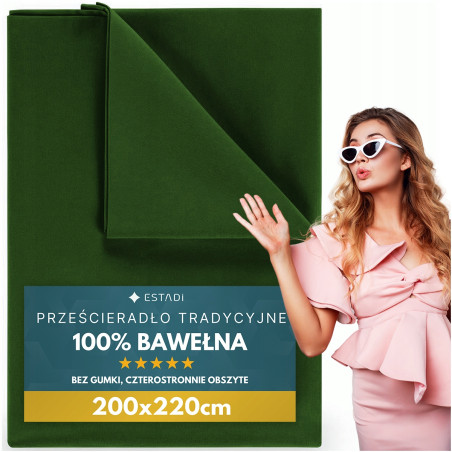 Prześcieradło bez Gumki Tradycyjne 200x220 cm Bawełniane Polskie - Bawełna - 1