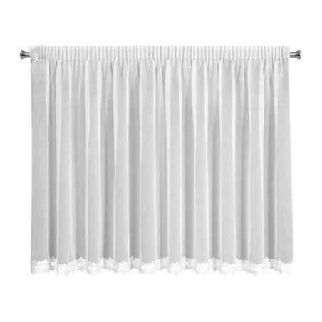 Firana z motywem kwiatów 350x155 cm - Biała - Taśma - 1 Firana z motywem kwiatów 350x155 cm - Biała - Taśma - 1