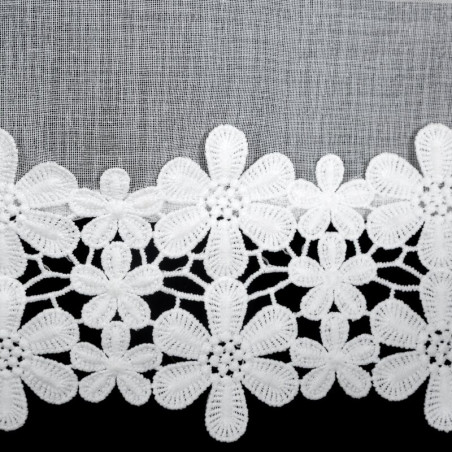 Firana z motywem kwiatów 350x155 cm - Biała - Taśma - 3 Firana z motywem kwiatów 350x155 cm - Biała - Taśma - 3