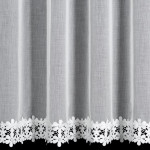 Firana z motywem kwiatów 350x155 cm - Biała - Taśma - 4 Firana z motywem kwiatów 350x155 cm - Biała - Taśma - 4