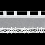 Zazdroska z etaminy 40x150 cm na szelkach – z kwiatowym zdobieniem - Biała - 2 Zazdroska z etaminy 40x150 cm na szelkach – z kwiatowym zdobieniem - Biała - 2
