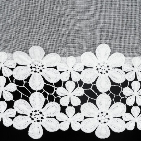 Zazdroska z etaminy 40x150 cm na szelkach – z kwiatowym zdobieniem - Biała - 5 Zazdroska z etaminy 40x150 cm na szelkach – z kwiatowym zdobieniem - Biała - 5