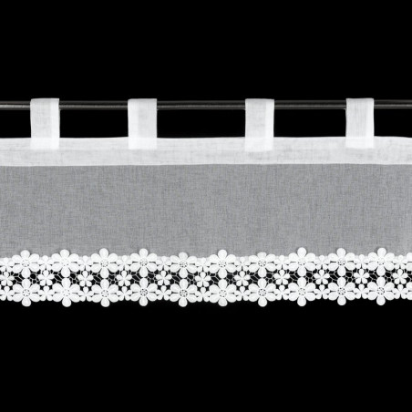 Zazdroska z etaminy 40x150 cm na szelkach – z kwiatowym zdobieniem - Biała - 8 Zazdroska z etaminy 40x150 cm na szelkach – z kwiatowym zdobieniem - Biała - 8