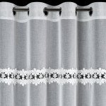 Firana z motywem kwiatów 140x250 cm - Biała - Przelotka - 4 Firana z motywem kwiatów 140x250 cm - Biała - Przelotka - 4