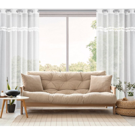 Firana z motywem kwiatów 140x250 cm - Biała - Przelotka - 8 Firana z motywem kwiatów 140x250 cm - Biała - Przelotka - 8