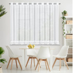 Firana z motywem kwiatów 350x145 cm - Biała - Przelotki - 1 Firana z motywem kwiatów 350x145 cm - Biała - Przelotki - 1