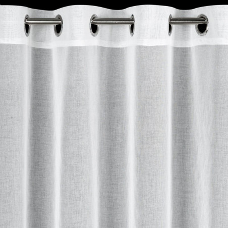 Firana z motywem kwiatów 350x145 cm - Biała - Przelotki - 4