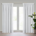 Komplet 2 szt. firan z motywem kwiatów 140x270 cm - Biała - Taśma - 1 Komplet 2 szt. firan z motywem kwiatów 140x270 cm - Biała - Taśma - 1