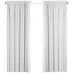 Komplet 2 szt. firan z motywem kwiatów 140x270 cm - Biała - Taśma - 4 Komplet 2 szt. firan z motywem kwiatów 140x270 cm - Biała - Taśma - 4
