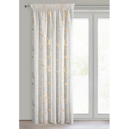 Firana MOLLY 140x270 cm – biała z szampańskim nadrukiem marmurkowym - Taśma - 2