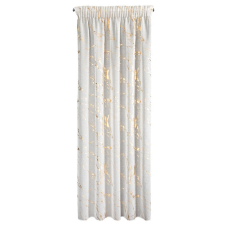 Firana MOLLY 140x270 cm – biała z szampańskim nadrukiem marmurkowym - Taśma - 3