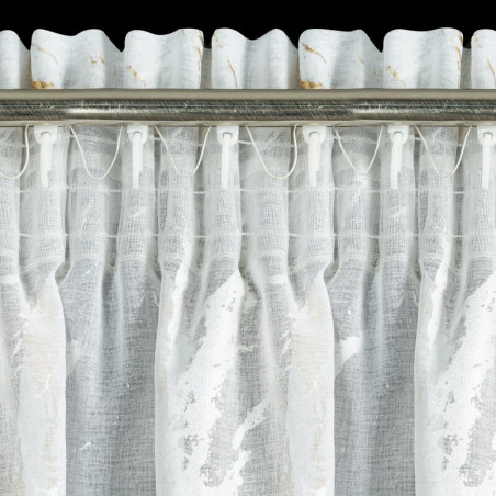 Firana MOLLY 140x270 cm – biała z szampańskim nadrukiem marmurkowym - Taśma - 7