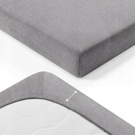 Prześcieradło FROTTE z gumką 180x200 +30cm na wysoki materac GRUBE Czarne - 5