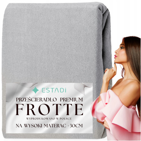 Prześcieradło FROTTE z gumką 160x200 +30cm na wysoki materac GRUBE Srebrne - 1 Prześcieradło FROTTE z gumką 160x200 +30cm na wysoki materac GRUBE Srebrne - 1