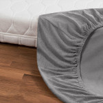 Prześcieradło FROTTE z gumką 160x200 +30cm na wysoki materac GRUBE Srebrne - 3 Prześcieradło FROTTE z gumką 160x200 +30cm na wysoki materac GRUBE Srebrne - 3