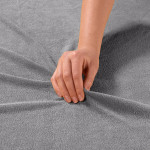 Prześcieradło FROTTE z gumką 160x200 +30cm na wysoki materac GRUBE Srebrne - 4 Prześcieradło FROTTE z gumką 160x200 +30cm na wysoki materac GRUBE Srebrne - 4