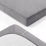 Prześcieradło FROTTE z gumką 160x200 +30cm na wysoki materac GRUBE Srebrne - 5 Prześcieradło FROTTE z gumką 160x200 +30cm na wysoki materac GRUBE Srebrne - 5