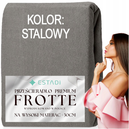 Prześcieradło FROTTE z gumką 160x200 +30cm na wysoki materac GRUBE Grafit - 13