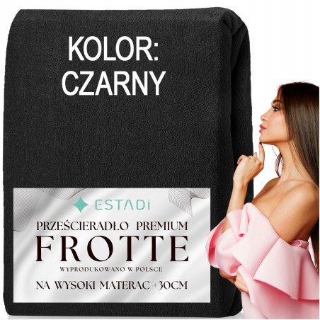 Prześcieradło FROTTE z gumką 160x200 +30cm na wysoki materac GRUBE Grafit - 15