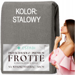 Prześcieradło FROTTE z gumką 160x200 +30cm na wysoki materac GRUBE Srebrne - 13 Prześcieradło FROTTE z gumką 160x200 +30cm na wysoki materac GRUBE Srebrne - 13