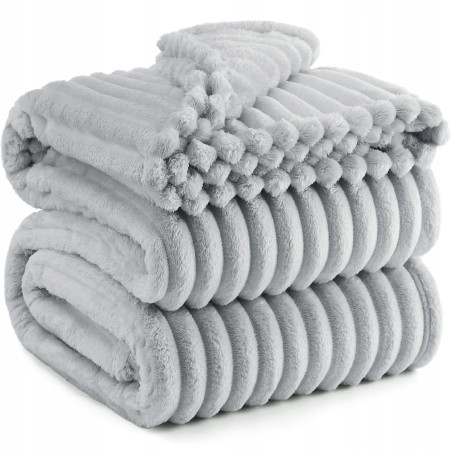 Gruby Koc 300g - zdobiony wytłaczanym wzorem - efekt 3D 200x220cm SZARY - 1 Gruby Koc 300g - zdobiony wytłaczanym wzorem - efekt 3D 200x220cm SZARY - 1