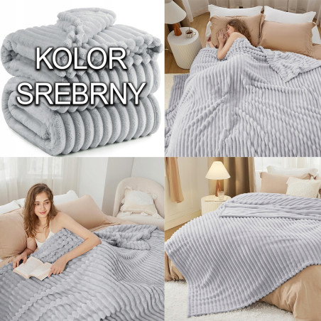 Gruby Koc 300g - zdobiony wytłaczanym wzorem - efekt 3D 200x220cm SZARY - 7 Gruby Koc 300g - zdobiony wytłaczanym wzorem - efekt 3D 200x220cm SZARY - 7