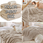 Gruby Koc 300g - zdobiony wytłaczanym wzorem - efekt 3D 160x200cm JASNY BEŻ - 5 Gruby Koc 300g - zdobiony wytłaczanym wzorem - efekt 3D 160x200cm JASNY BEŻ - 5