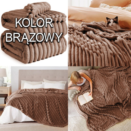 Gruby Koc 300g - zdobiony wytłaczanym wzorem -efekt 3D 160x200cm BRĄZOWY - 5 Gruby Koc 300g - zdobiony wytłaczanym wzorem -efekt 3D 160x200cm BRĄZOWY - 5