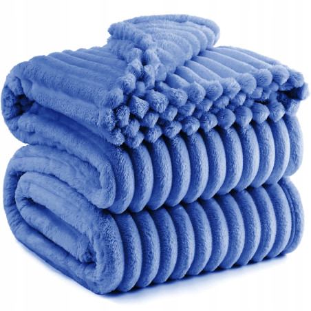 Gruby Koc 300g - zdobiony wytłaczanym wzorem - efekt 3D 160x200cm Chabrowy - 1 Gruby Koc 300g - zdobiony wytłaczanym wzorem - efekt 3D 160x200cm Chabrowy - 1