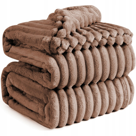 Gruby Koc 300g - zdobiony wytłaczanym wzorem -efekt 3D 200x220cm Brązowy - 1 Gruby Koc 300g - zdobiony wytłaczanym wzorem -efekt 3D 200x220cm Brązowy - 1