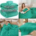 Gruby Koc 300g - zdobiony wytłaczanym wzorem - efekt 3D 200x220cm Szmaragd - 11 Gruby Koc 300g - zdobiony wytłaczanym wzorem - efekt 3D 200x220cm Szmaragd - 11