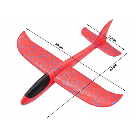 6x SAMOLOT STYROPIANOWY SZYBOWIEC RZUTKA DUŻY Z STYROPIANU 47cm - Zestaw 6x - 8