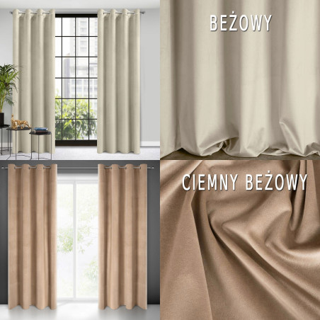 Zasłona Zaciemniająca Jasny Beż Welurowa Welur Welwet Mat EuroFirany - 2