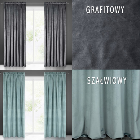 Designerska Zasłona Welwet Na Taśmie Żabki 140x270 Haczyki Tunel Agrafki - 6
