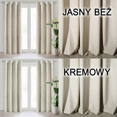 Zasłona Zaciemniająca Jasny Beż Welurowa Welur Welwet Mat EuroFirany - 12