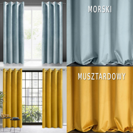 Zasłona Zaciemniająca Na Przelotkach Beż ciepły Kołka 140x250 matowa welwet - 8