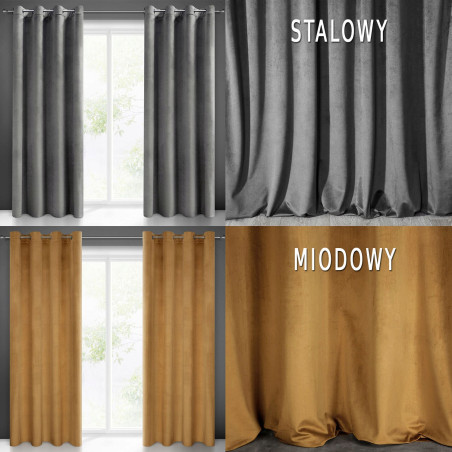 Zasłona Zaciemniająca Na Przelotkach Beż ciepły Kołka 140x250 matowa welwet - 11