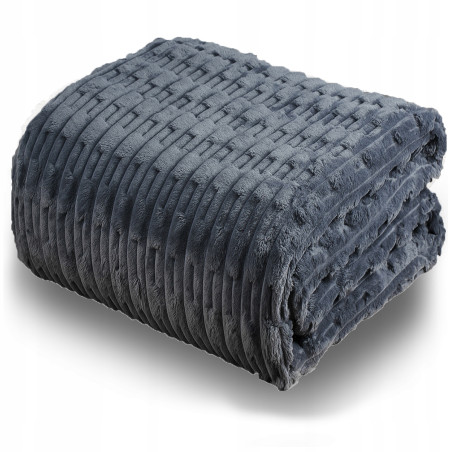 Gruby Koc 300g - zdobiony wytłaczanym wzorem - efekt 3D 200x220cm Grafitowy - 1 Gruby Koc 300g - zdobiony wytłaczanym wzorem - efekt 3D 200x220cm Grafitowy - 1
