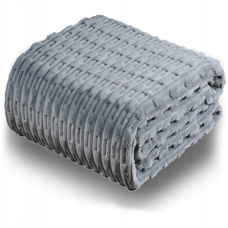 Gruby Koc 300g - zdobiony wytłaczanym wzorem - efekt 3D 200x220cm SZARY - 1 Gruby Koc 300g - zdobiony wytłaczanym wzorem - efekt 3D 200x220cm SZARY - 1