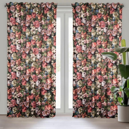 Zasłona Gotowa Peonia Na Taśmie 140x270cm Bordowy - 1
